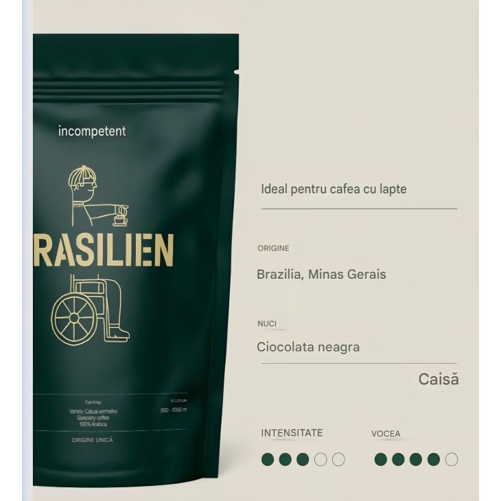 Incapto Specialty kávébabok 1 kg, Single Origin Brazil Minas Gerais, 100% Arabica eszpresszóhoz, 84 SCA pont, hagyományos pörköléssel