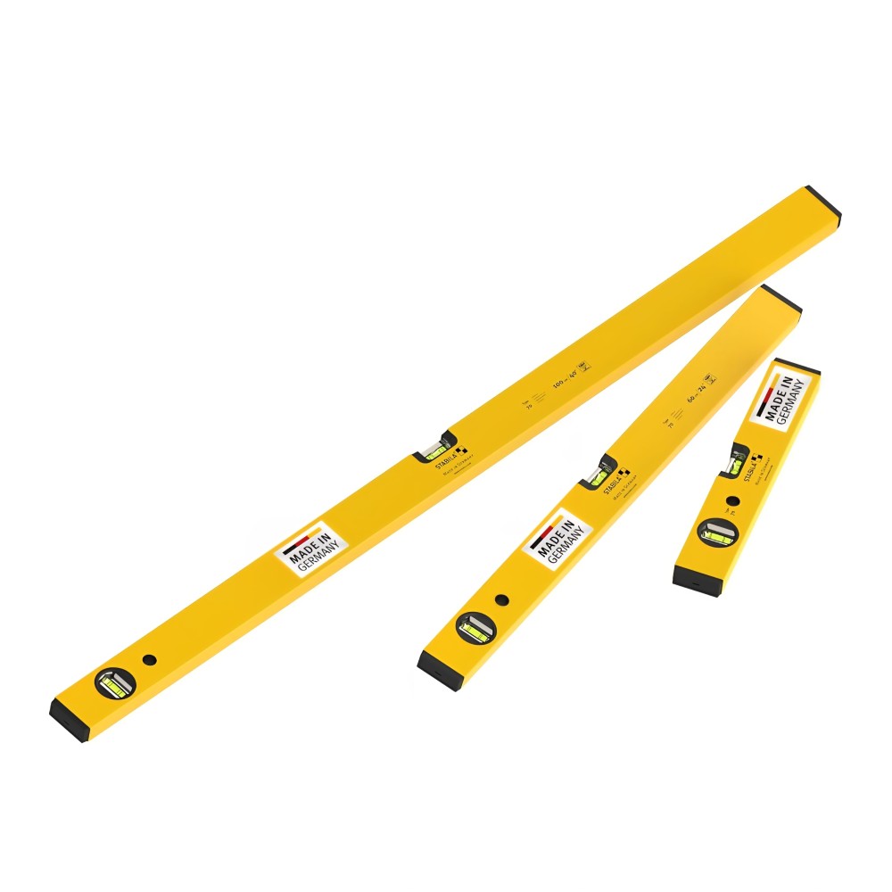 3 részes vízmérték készlet STABILA Spirit Level Prime Set 70, 100/60/30 cm, nagy pontosságú, védőkupakokkal, Németországban készült
