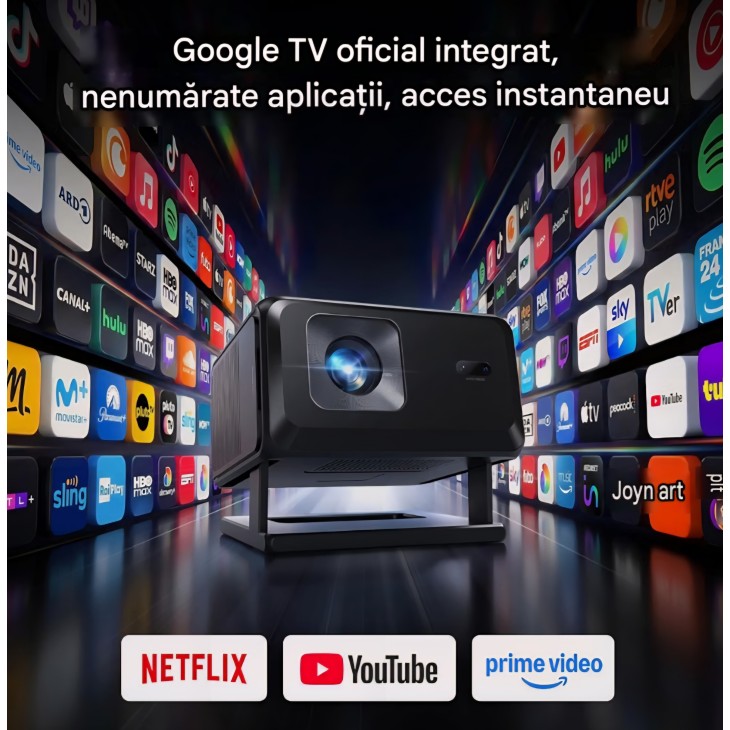 TOPTRO TP3 okos videoprojektor, Full HD 1080p, 4K támogatás, Google TV, hivatalos alkalmazások, autofókusz, trapézkorrekció, Wi-Fi, Bluetooth, forgó állvány, szállítás 7-9 nap
