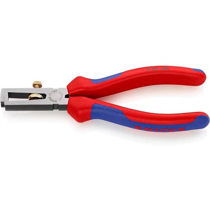 KNIPEX 11 02 160 kábelcsupaszító fogó, ergonomikus, többkomponensű fogantyúkkal, precíz kábelcsupaszításhoz, professzionális használatra