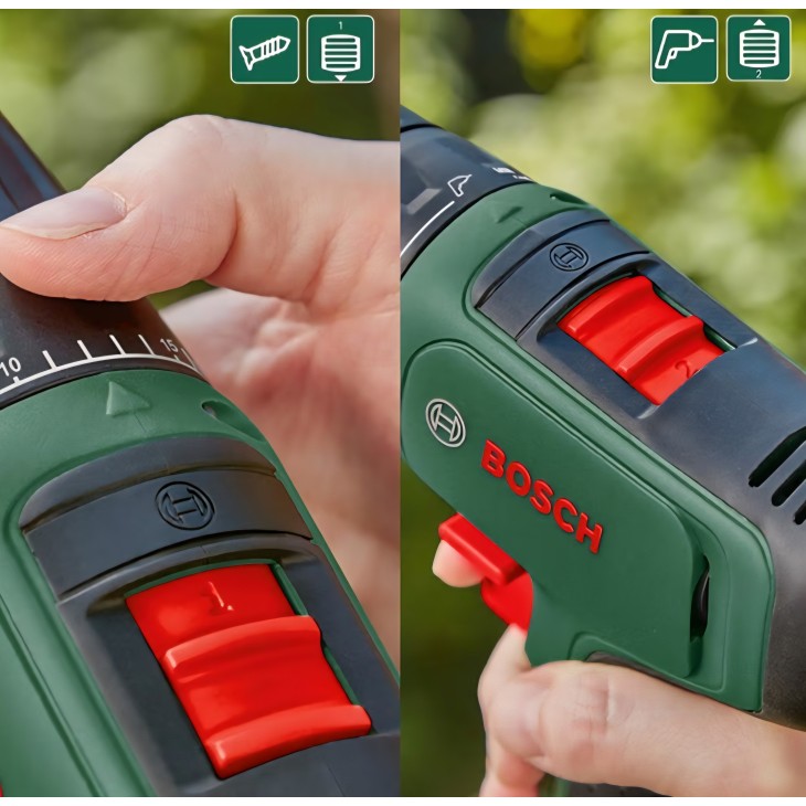 Fúró-csavarozó, Bosch Home & Garden EasyDrill 1200 12 V, 2.0 Ah akkumulátor, fúrókészlet, csavarhúzók, puha táska, zöld