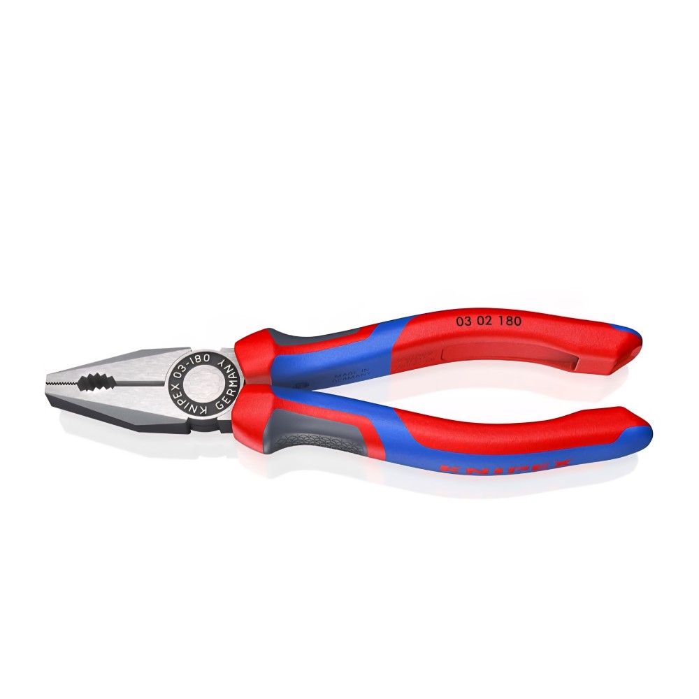 KNIPEX 03 02 180 SB kombinált fogó, 180 mm, professzionális 3 az 1-ben szerszám kábelek megfogásához, vágásához és hajlításához