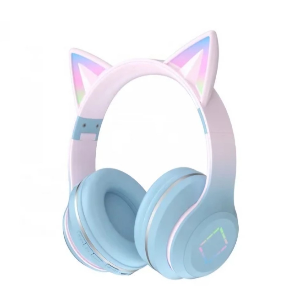 Over Ear audio fejhallgató gyerekeknek, J&Y, vezeték nélküli, összecsukható, fényeffektus, rózsaszín