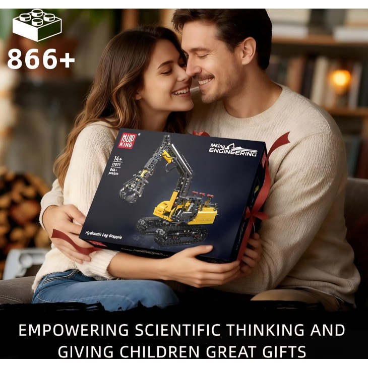 Hidraulikus famegfogóval ellátott kotrógép, Mould King 17077 Technik, statikus modell 14 éves kortól gyermekeknek és felnőtteknek