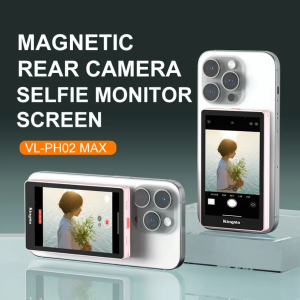 Mágneses monitor, KingMa VL-PH02 MAX, szelfikhez és vloggoláshoz, 3,97" képernyő, kompatibilis iPhone, Samsung, Huawei, 4K 30fps felbontás, rózsaszín