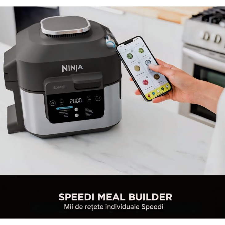 Ninja Speedi ON500EU multifunkciós főző, 12 program, 5,7 l, légkeveréses fritőz, lassú főző, grill, sütés, Speedi gyorséttermi funkció, 1760 W, fekete, szállítási idő 7-8 nap