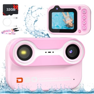 Víz alatti kamera gyerekeknek, THD Pixels D60, 18 megapixel, FullHD 1080p, szelfi kamera, maximális mélység 3 méter, rózsaszín