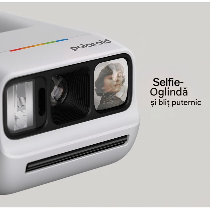 Instant fényképezőgép, Polaroid Go Gen 3, kompakt formátum, színes filmmel 16 fényképhez, fehér