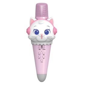 Gyermek karaoke mikrofon, Sinder S610, beépített hangszóró, aranyos macska modell, rózsaszín