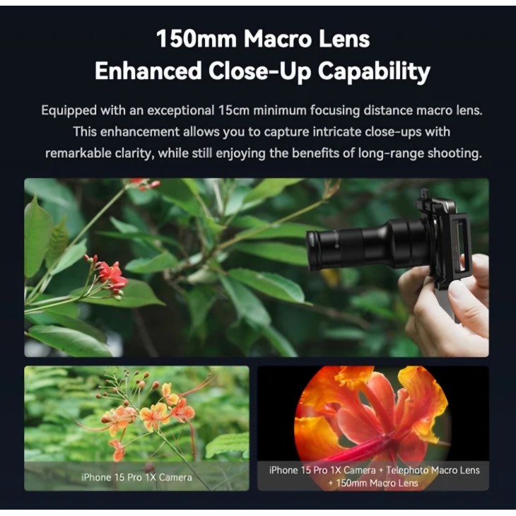 Apexel APL-TM6 teleobjektív, kompatibilis: iPhone 15 14, 13, 12, Samsung Galaxy S24, S23, Huawei, Honor