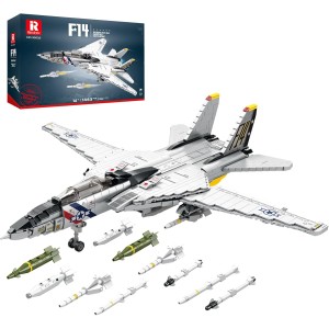 Reobrix F-14 Tomcat katonai repülőgép építőkészlet, mozgatható szárnyakkal, 33032, 14 éves kortól és repülésrajongóknak
