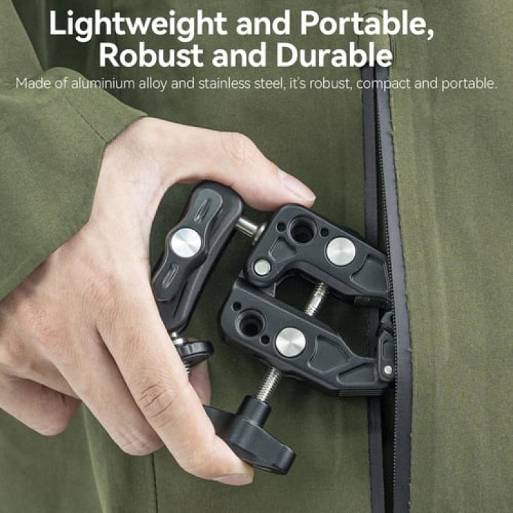 Multifunkcionális tartó rákszorítóval, Telesin SC-001, 360 fokos forgatás, 1/4 csavar, GoPro Hero tartó, monitor, videolámpa, mikrofon