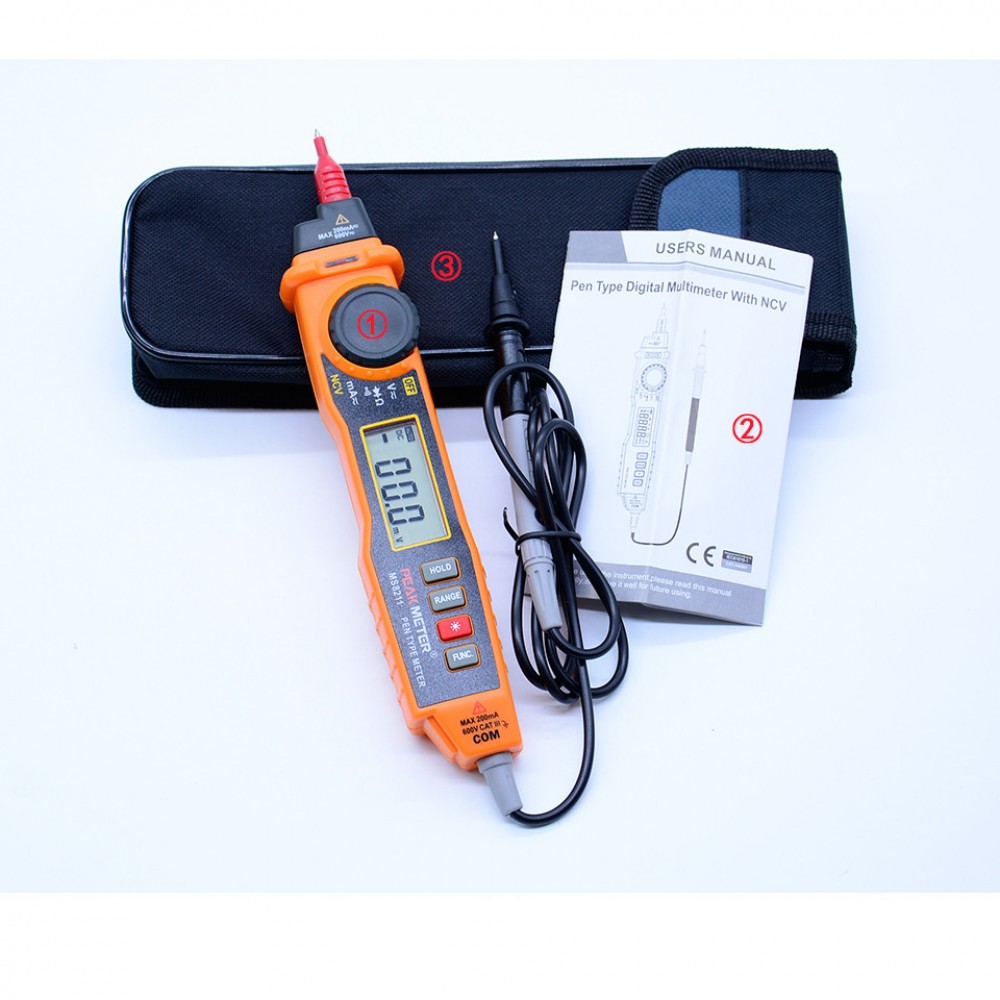 Digitális ceruza típusú teszter, érintésmentes, PEAKMETER PM8211 márkájú, feszültség, intenzitás, ellenállás mérő