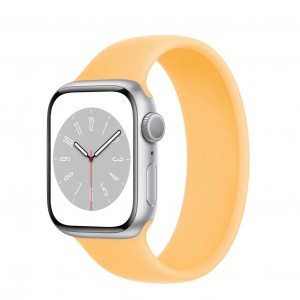 Solo loop szilikon karkötő THD márkájú Apple Watch 41mm series 8-hoz, S méret, csuklóhossz 158-177 mm, napfény sárga