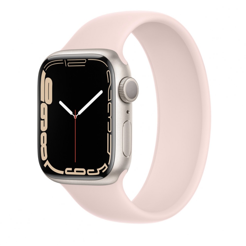 Solo loop szilikon karkötő THD márkájú Apple Watch 41 mm-es 7-es és 8-as sorozathoz, S-es méret, csuklóhossz 158-177 mm, homokrózsaszín