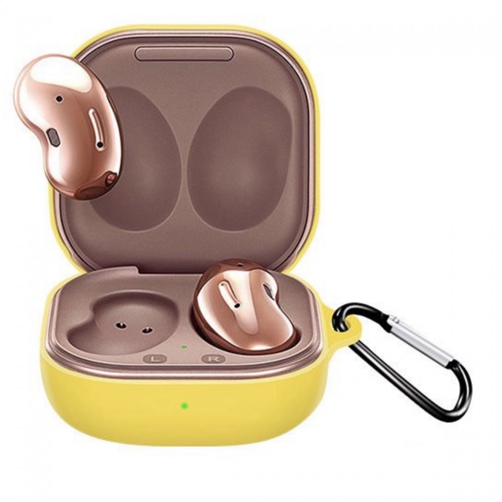 Huzat a Samsung Galaxy Buds Pro/Galaxy Buds Live fejhallgató védelmére, sárga színű, akasztóval