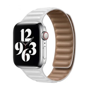 Bőr kötőszíj, THD márka, Apple Watch 45 mm-es 7-es és 8-as sorozathoz, univerzális méret, krétafehér színű
