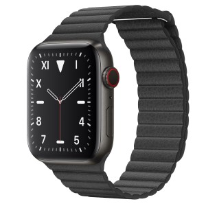 Fekete bőr hurkos szíj Apple Watchhoz 42/44/45 mm, univerzális méret, 1,2,3,4,5,6,7,8 sorozat