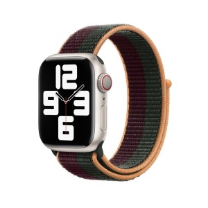 THD sporthurkos textilszíj Apple Watchhoz 45 mm, univerzális méret, 7-es és 8-as sorozat, zöld és sötétvörös csíkkal