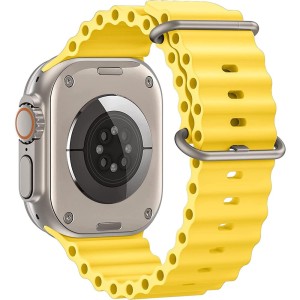 THD Ocean Band szíj, kompatibilis Apple Watch Ultra 49 mm/Apple Watch 42/44/45 mm, univerzális méret, sárga szín
